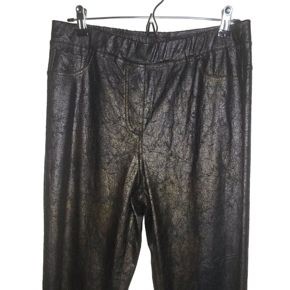 NWT Yest Sz 10 Ornika Essential Texured Vegan Leather Pants, Black/Copper (1420) - Picture 2 of 6